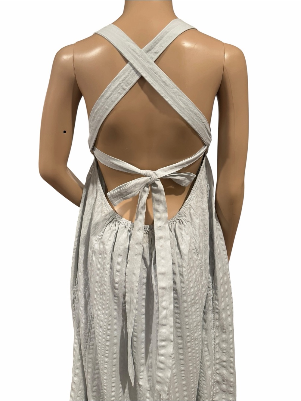 Free People FREE-EST BLUE GRAY POPPY MIDI DRESS Pleated Size M - Picture 4 of 12